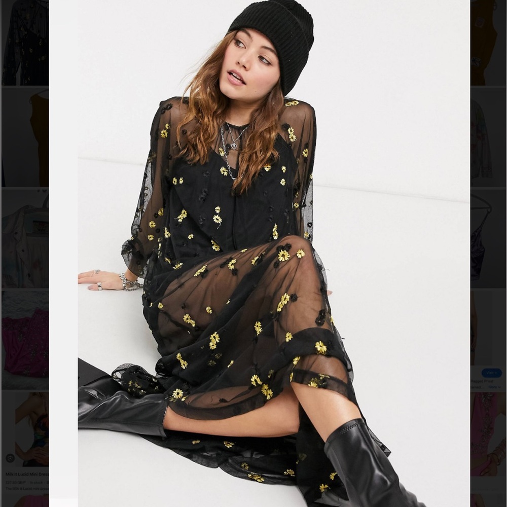 ASOS Sheer Floral Dress with Slip